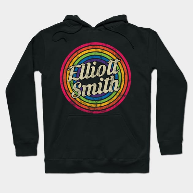 Elliott Smith - Retro Rainbow Faded-Style Hoodie by MaydenArt